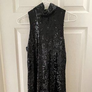 Alice & Olivia Black Sequined Sleeveless Mini Dress Size XS